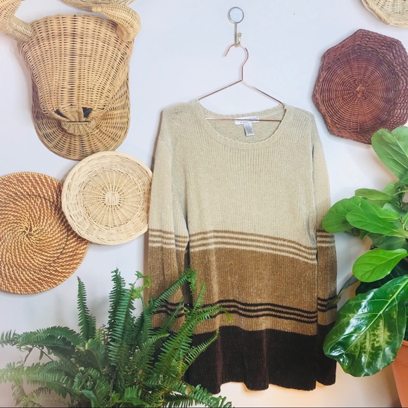 vsco brown chenille oversized boyfriend sweater - Picture 5 of 6